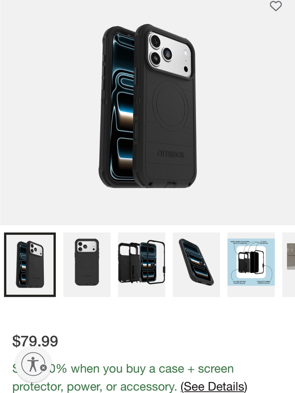 OtterBox Black Rugged MagSafe-Ready Protective Phone Case